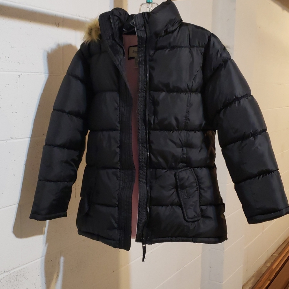 Snow winter black jacket with pink lined